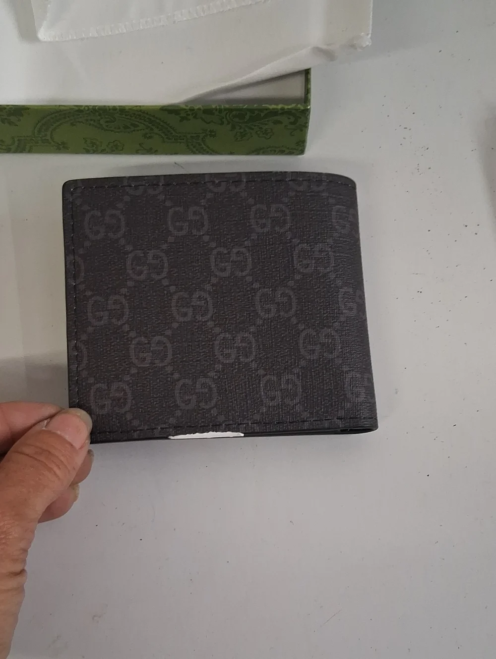 New In Box Gucci Black Wallet with Bold Tiger Motif